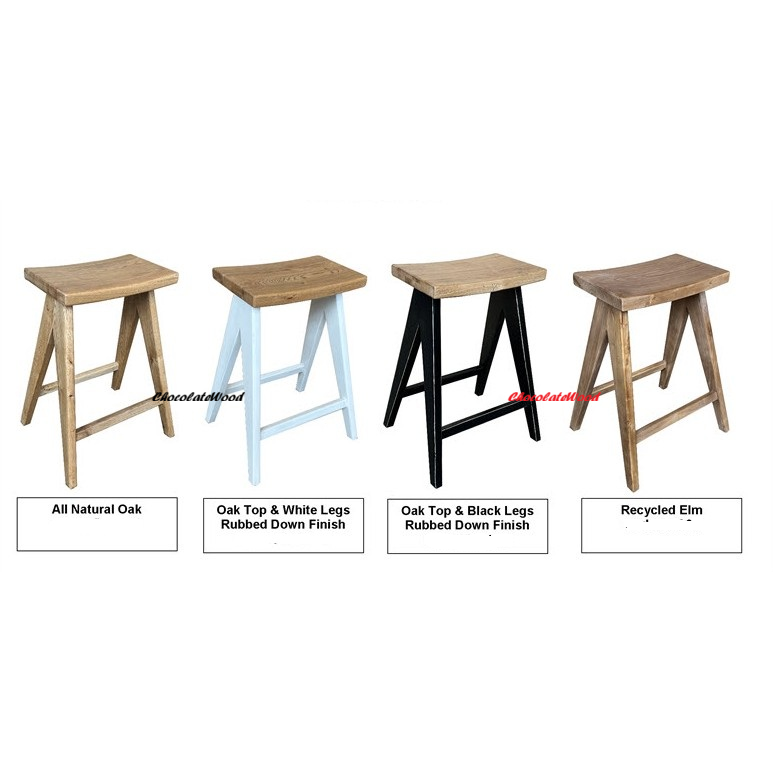 CHARLI STOOL OAK TOP & WHITE LEGS RUBBED DOWN FINISH 48X41 65 CM