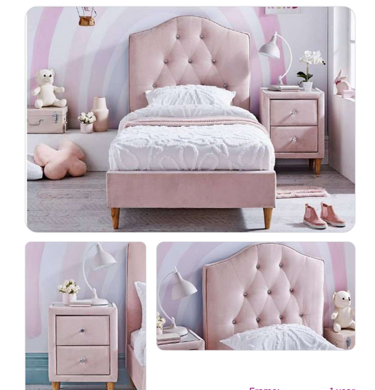PRINCESS FABRIC SINGLE BED PINK