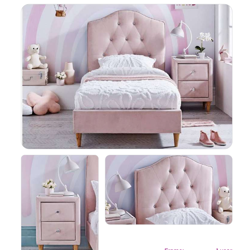 PRINCESS FABRIC SINGLE BED PINK