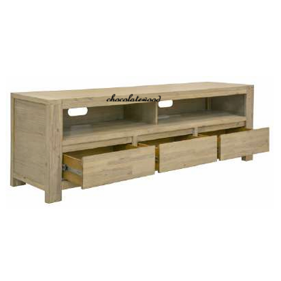 RIPLEY SOLID ACACIA TIMBER 3-DRAWER 2 NICHE ETU TV UNIT BRUSHED SMOKE