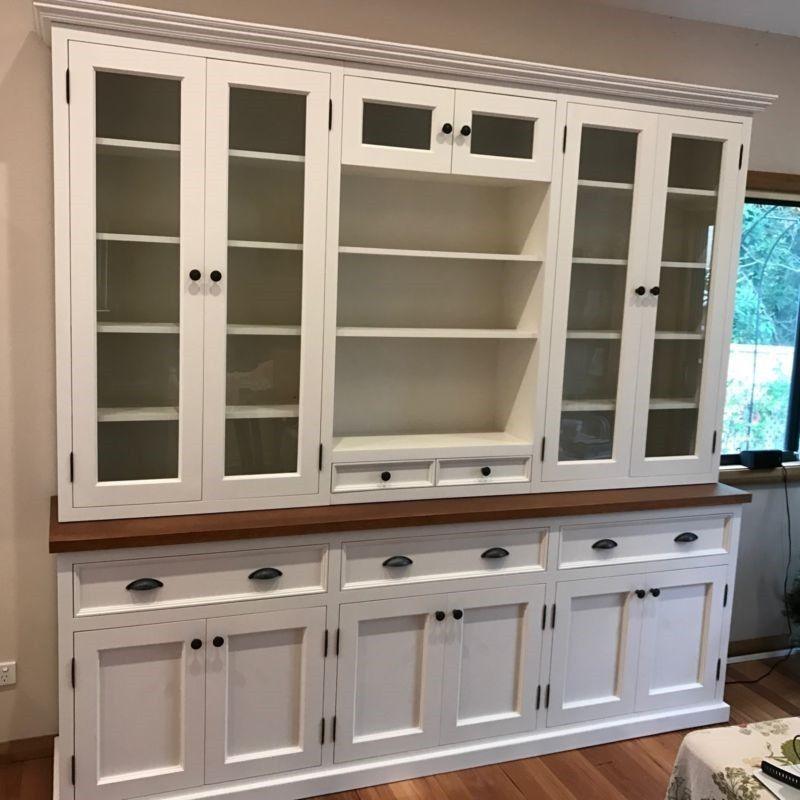 FRAZER WHITE PAINTED WALL UNIT BOOKCASE BOOKSHELF BUFFET HUTCH SIDEBOARD - MyChocolateWood