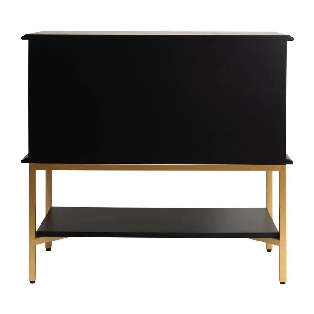 MORETTI 2-DRAWER BEDSIDE TABLE SATIN BLACK/GOLD LARGE