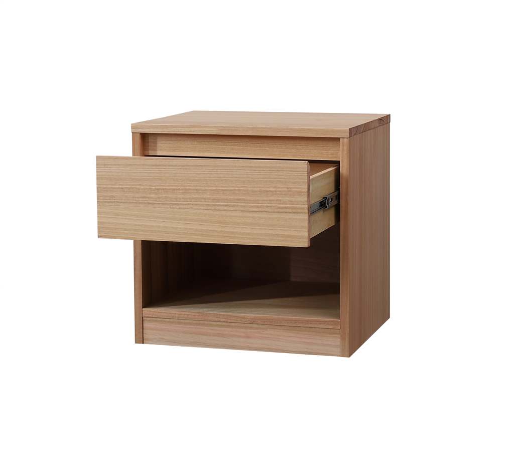 JAXX SOLID MESSMATE & BLUE GUM VENEER 1-DRAWER/1-NICHE BEDSIDE TABLE NATURAL