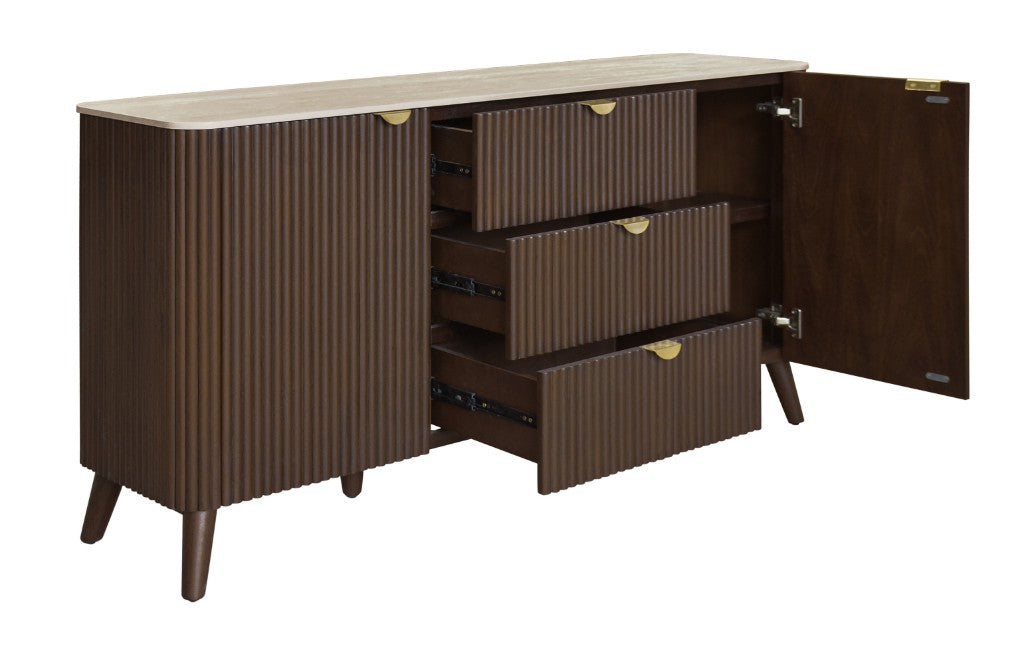 SEVERIN SOLID & VENEER MALAYSIAN HARDWOOD 2-DOOR/3 DRAWER BUFFET