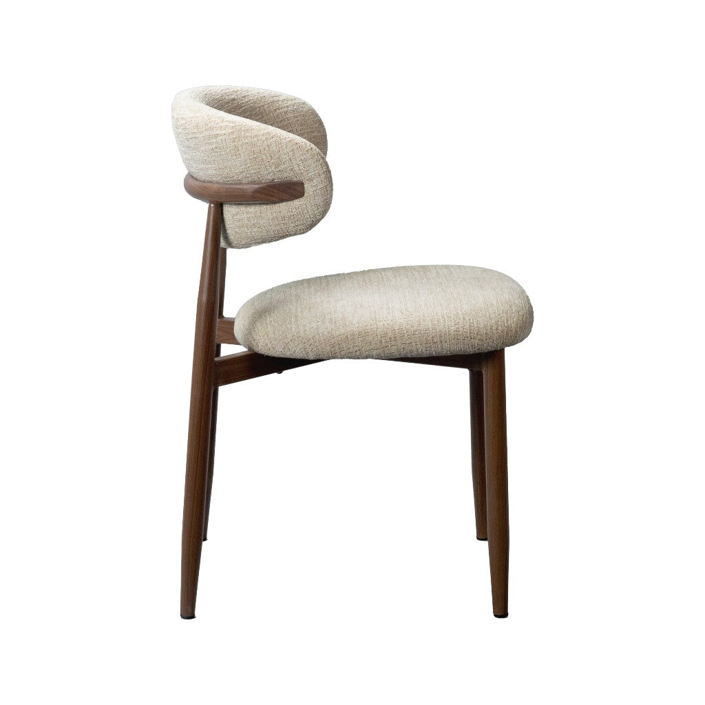 SEVERIN SOLID & VENEER MALAYSIAN HARDWOOD DINING CHAIR BEIGE/ WALNUT