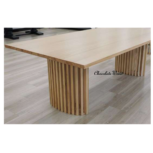 IBARRA SOLID & VENEER BLUE GUM TIMBER RECTANGULAR DINING TABLE NATURAL 210CM