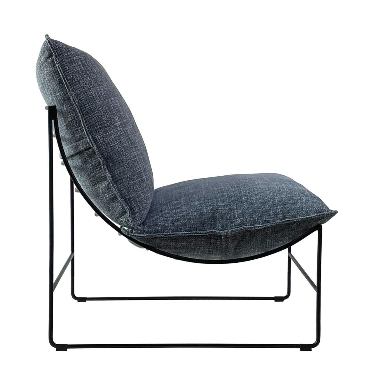 SILVA FABRIC ARMLESS LOUNGE CHAIR EASY CHAIR ACCENT CHAIR IN MARINE