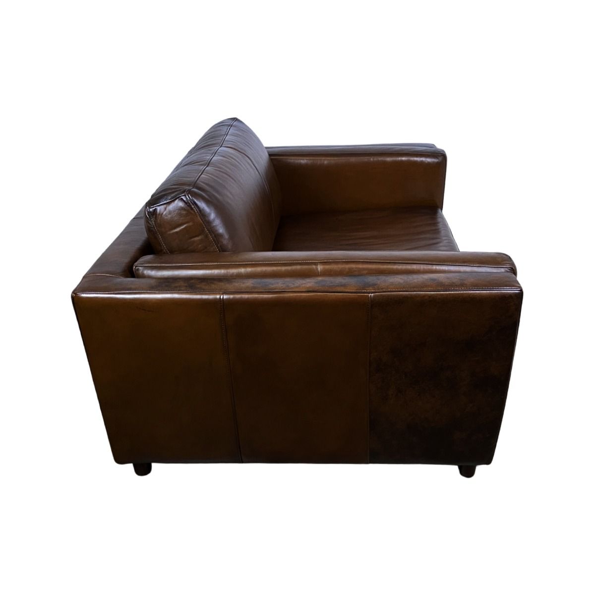 AMBROSE GENUINE TOP GRAIN LEATHER 1.5 SEATER SOFA LOUNGE CHAIR LATTE COLOUR
