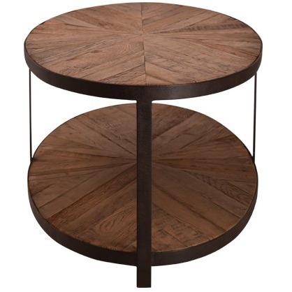 BASIL XL OVAL 2 TIER RECLAIMED OAK & IRON COFFEE TABLE