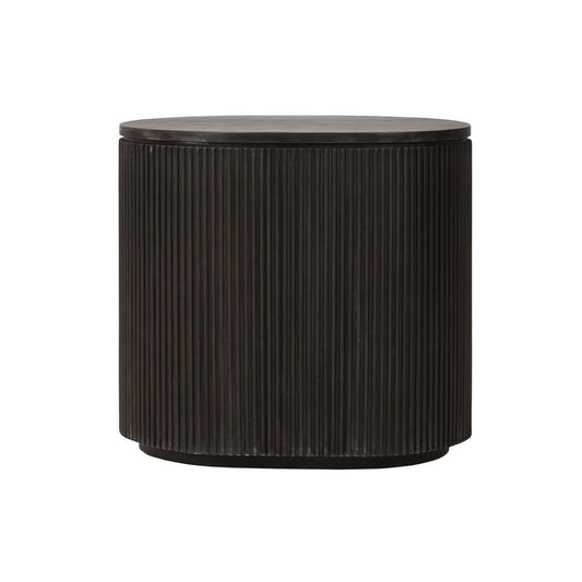 SABRAN MAHOGANY OVAL 3-DRAWER BEDSIDE TABLE NIGHTSTAND GREY OAK