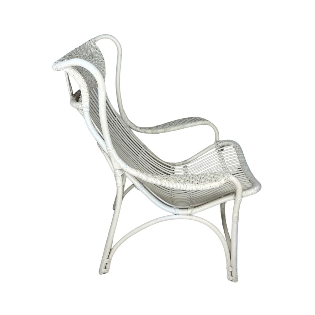 ORTIS SOLID WHITE RATTAN LIVING CHAIR VERANDAH CHAIR LOUNGE CHAIR ACCENT CHAIR/ ARMCHAIR /EASY CHAIR