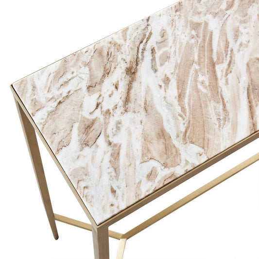 MELINA CONSOLE TABLE/HALL TABLE PINK MARBLE/GOLD STAINLESS STEEL