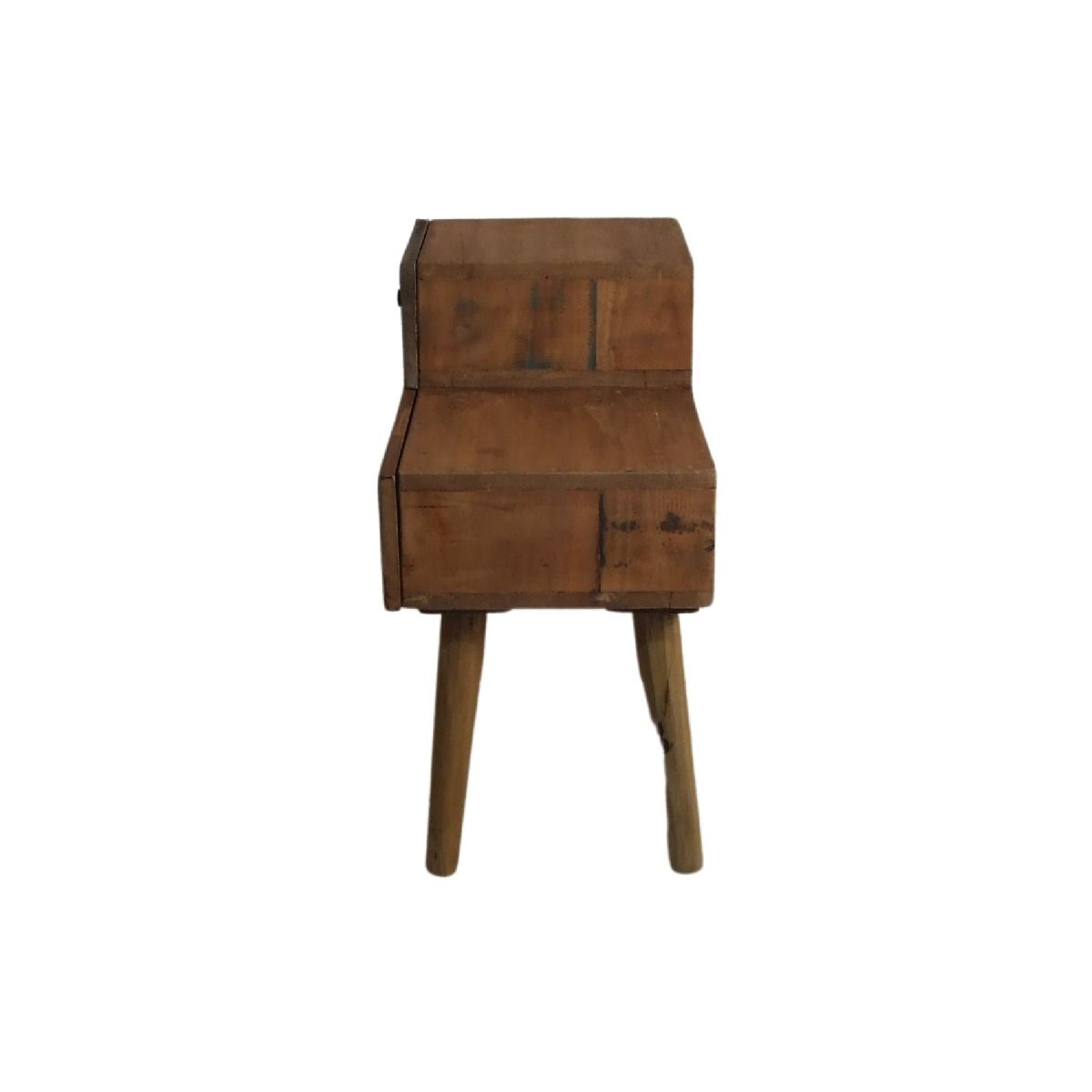 STANLEY RECYCLED RUSTIC 2 DRAWER CUBE SIDE TABLE/LAMP TABLE TEAK