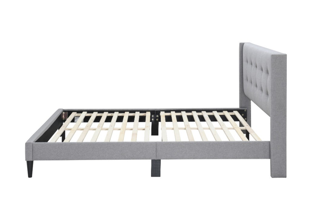 LAING FABRIC DOUBLE BED BASE IN MID GREY