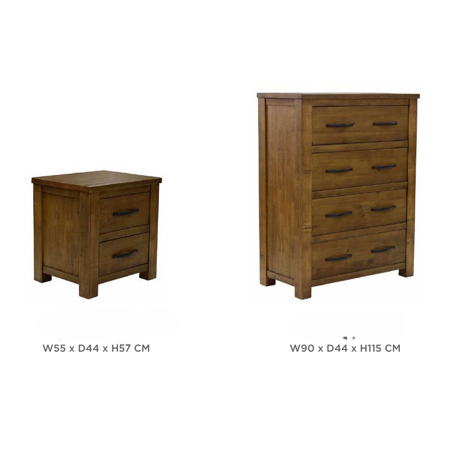 SCOTTI SOLID PINE KING BED AGED SUNDRIED ASH COLOUR