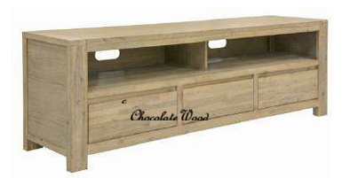 RIPLEY SOLID ACACIA TIMBER 3-DRAWER 2 NICHE ETU TV UNIT BRUSHED SMOKE