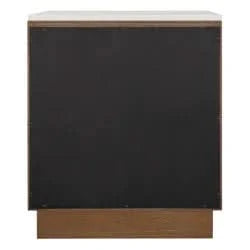 HAMPSHIRE WHITE MARBLE /WALNUT 2-DRAWER BEDSIDE TABLE