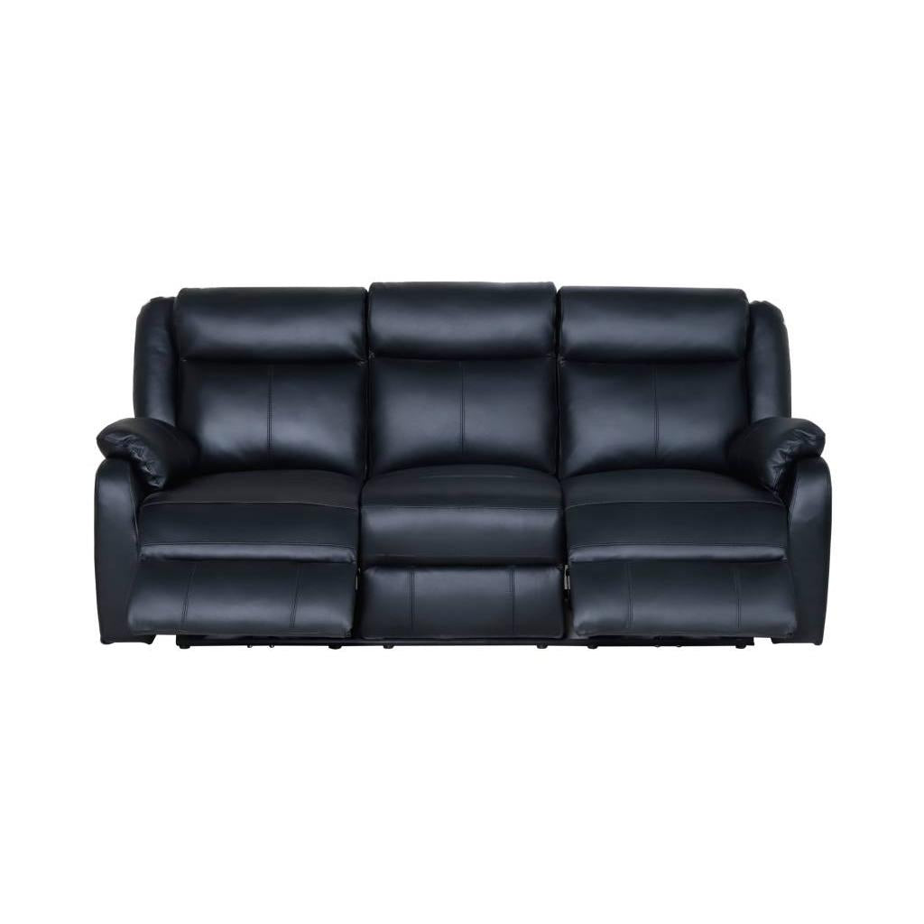 BARRON GENUINE MURANO LEATHER 3-SEATER  RECLINER SOFA W/USB PORT  BLACK