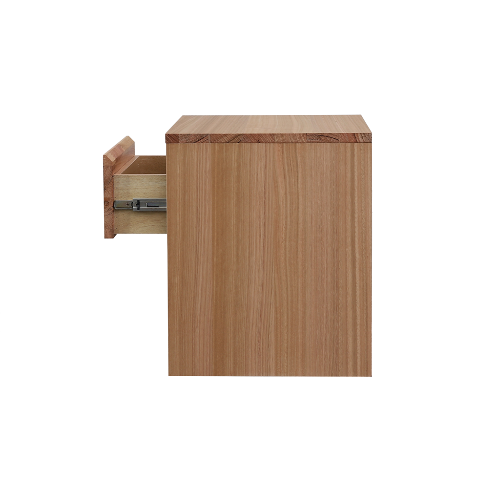 JAXX SOLID MESSMATE & BLUE GUM VENEER 1-DRAWER/1-NICHE BEDSIDE TABLE NATURAL