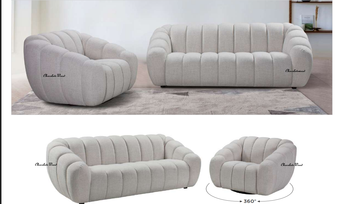 BRIELLE FABRIC ARMCHAIR 1 SINGLE SOFA WITH 360 DEGREE SWIVEL BEIGE