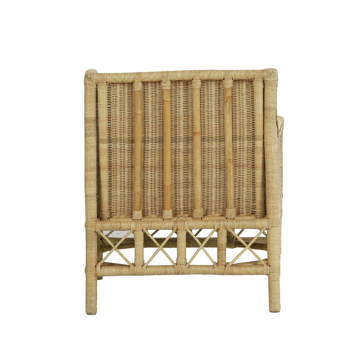 DELON ARMCHAIR CHAIR RATTAN FRAME & WEAVE NATURAL/WHITE UPHOLSTERY