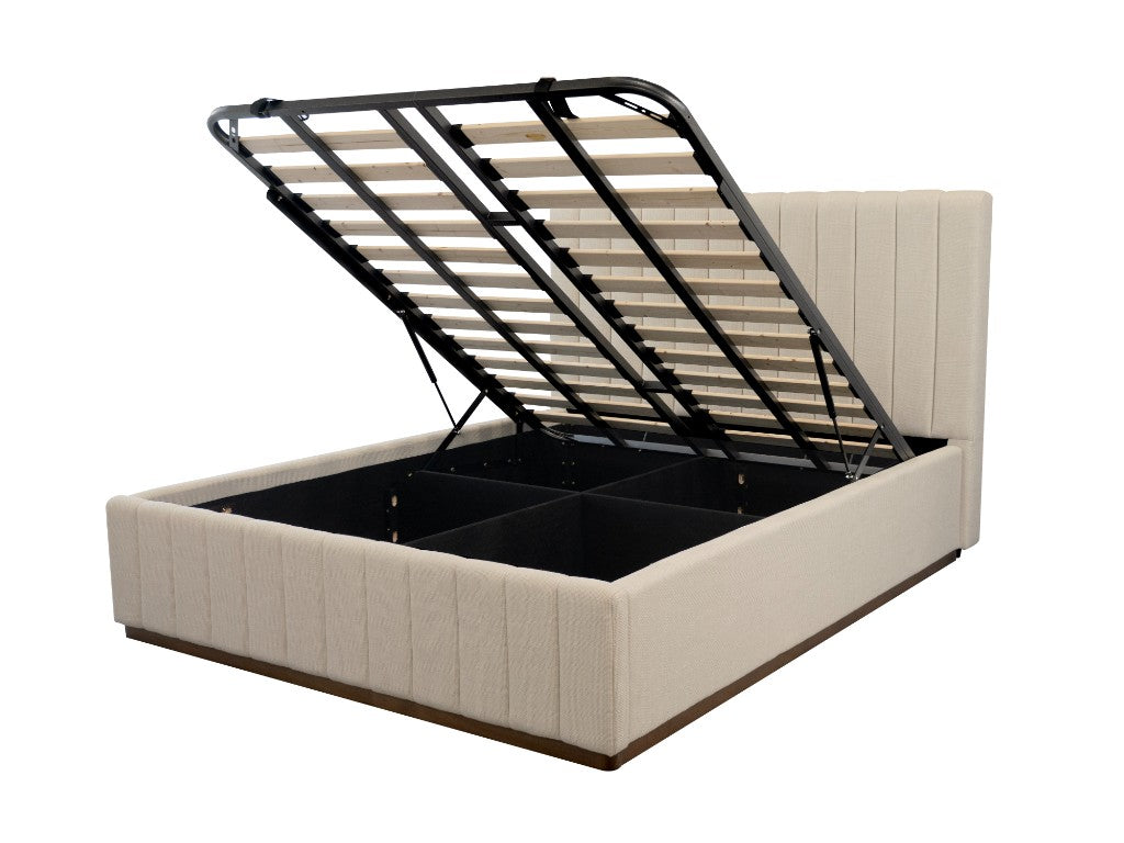 ZADIA GAS LIFT STORAGE QUEEN SIZE BED BEIGE
