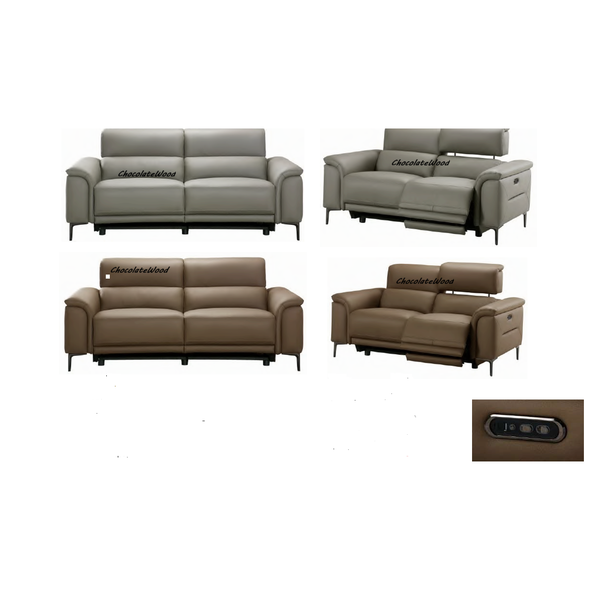 TARQUIN BROWN LEATHER 3-SEATER DUAL MOTOR ELECTRIC RECLINER SOFA W/POWERED HEADREST