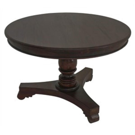 ROSMARIE QUEEN ANN ROUND DINING TABLE IN SOLID MAHOGANY 120CM - CHOCOLATE - MyChocolateWood