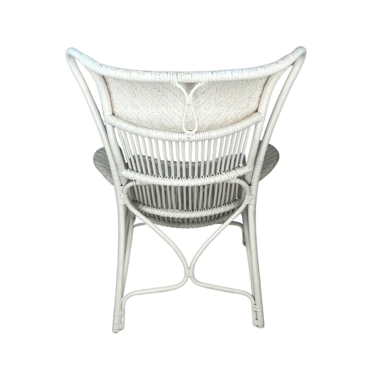 ORTIS SOLID WHITE RATTAN LIVING CHAIR VERANDAH CHAIR LOUNGE CHAIR ACCENT CHAIR/ ARMCHAIR /EASY CHAIR