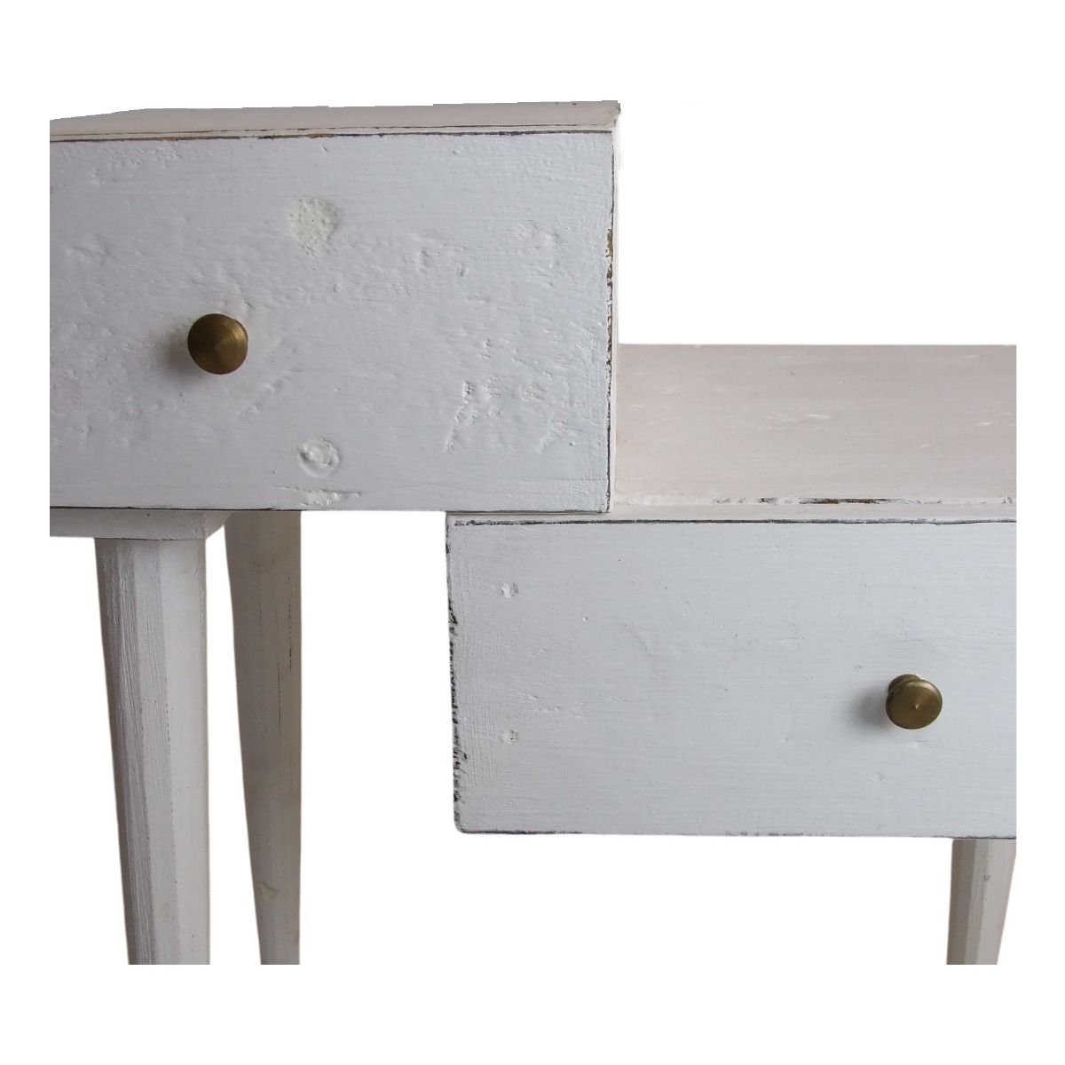 STANLEY RECYCLED RUSTIC 2 DRAWER CUBE SIDE TABLE/LAMP TABLE WHITE