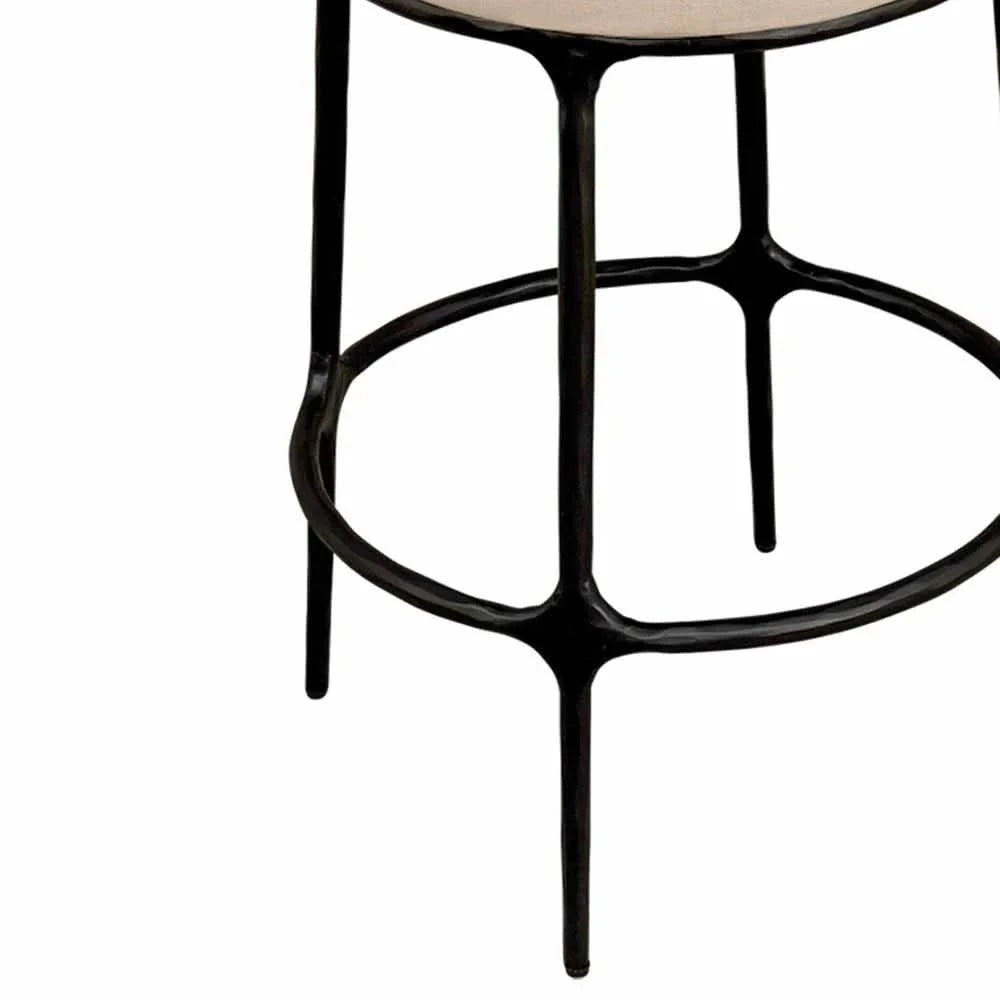 SOREN BLACK KITCHEN STOOL - NATURAL LINEN TOP