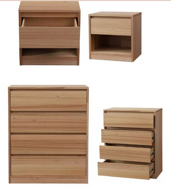 JAXX SOLID MESSMATE & BLUE GUM VENEER 4-DRAWER TALLBOY 4-DRAWER CHEST OF DRAWERS NATURAL