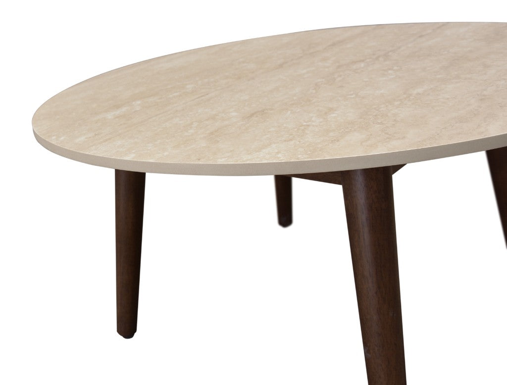 SEVERIN SOLID & VENEER MALAYSIAN HARDWOOD ROUND COFFEE TABLE WALNUT DIA.80CM