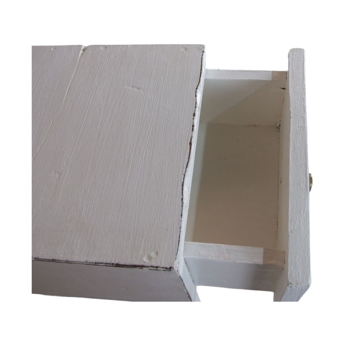 STANLEY RECYCLED RUSTIC 2 DRAWER CUBE SIDE TABLE/LAMP TABLE WHITE