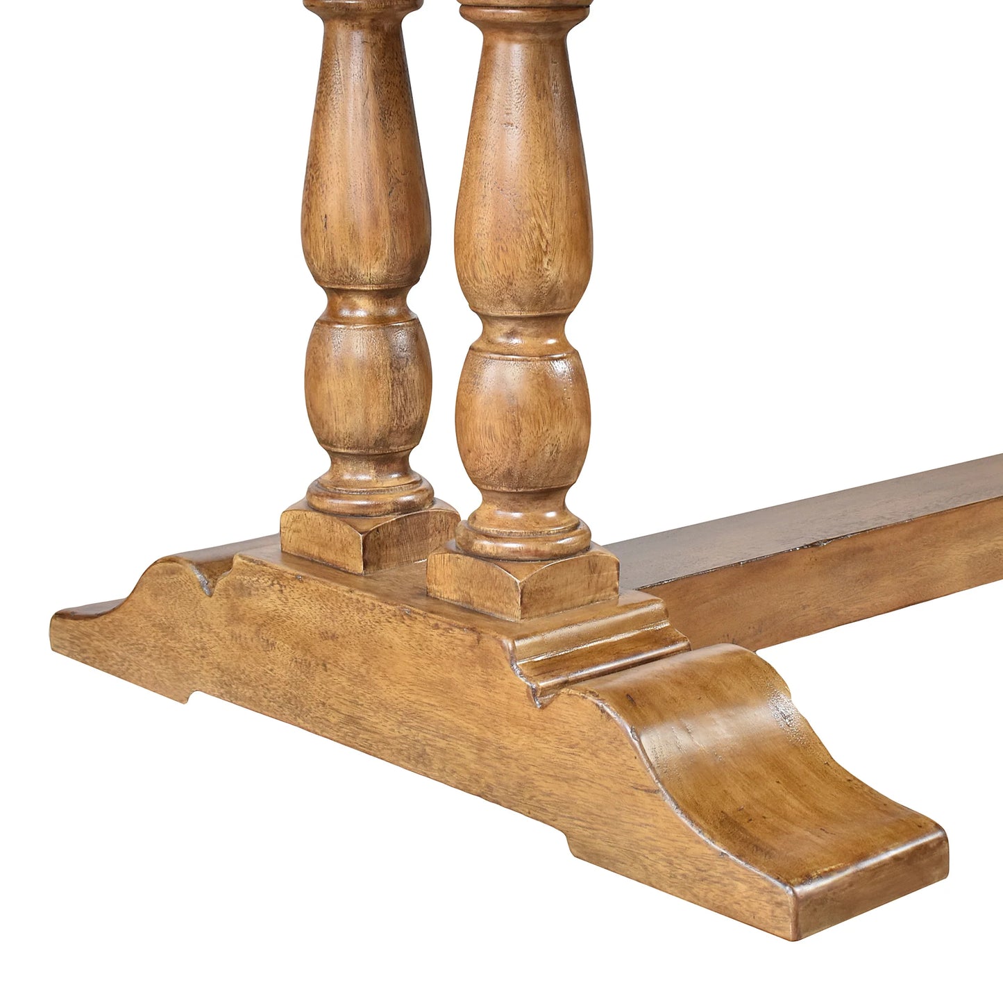 LAURENT SOLID MANGO WOOD FRENCH CLASSIC DOUBLE PEDESTAL DINING TABLE 260CM NATURAL