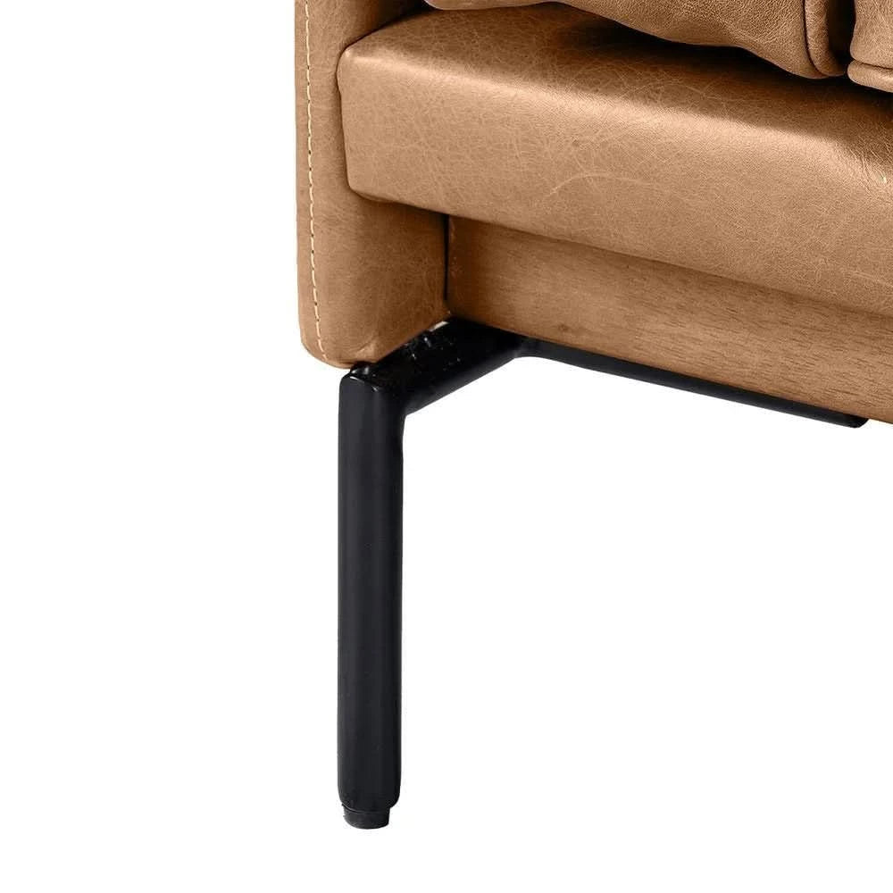 DAVIEN LIGHT BROWN 2.5 SEATER SOFA TOP GRAIN COW LEATHER