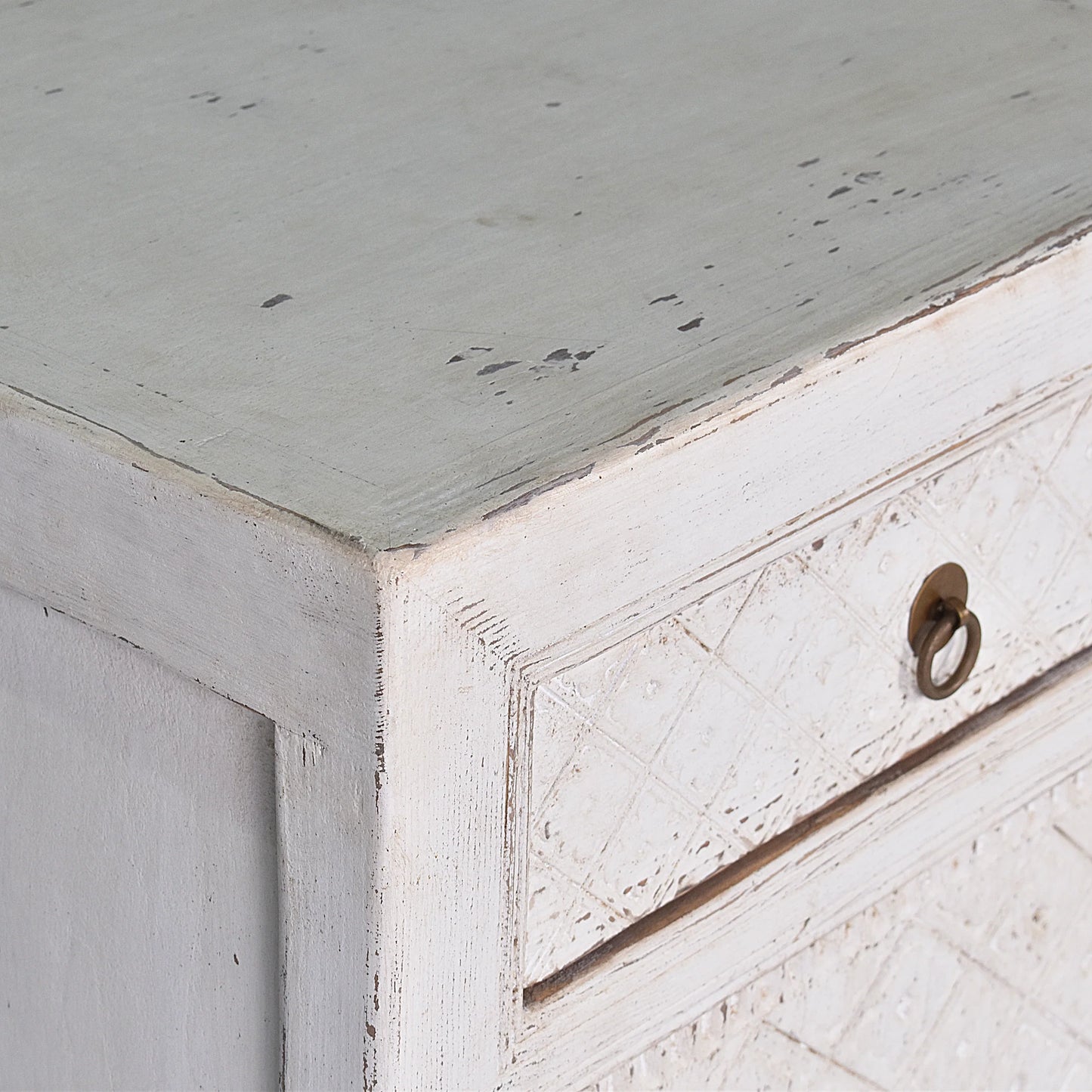 MAYLEEN PAIR OF RECLAIMED TIMBER BEDSIDE TABLES 1 DRAWER 1 DOOR WHITE