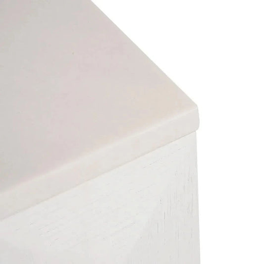 HAMPSHIRE WHITE MARBLE/WHITE OAK 2-DRAWER BEDSIDE TABLE