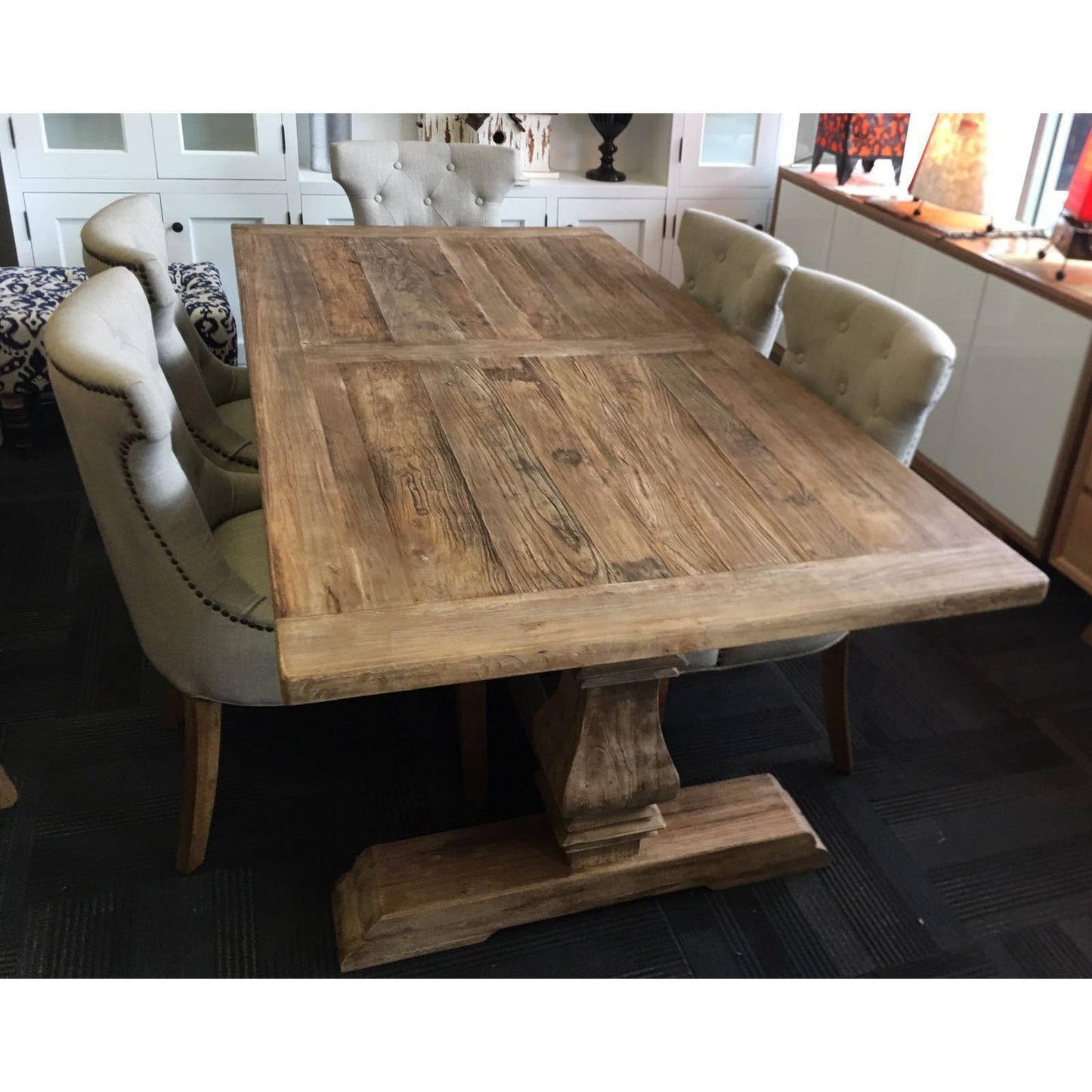 RHIANNON FARMHOUSE HAMPTON STYLE RUSTIC DINING TABLE 245CM - MyChocolateWood