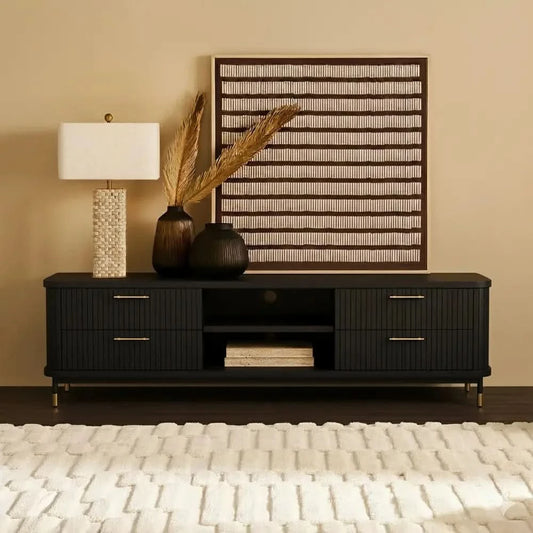 PEMBROKE OAK TIMBER 4-DRAWER TV UNIT ETU BLACK 200CM