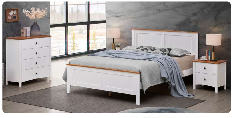 ASTLEY HAMPTONS LOOK 4-DRAWER TALLBOY 4-DRAWER CHEST OF DRAWERS WHITE /MID BROWN