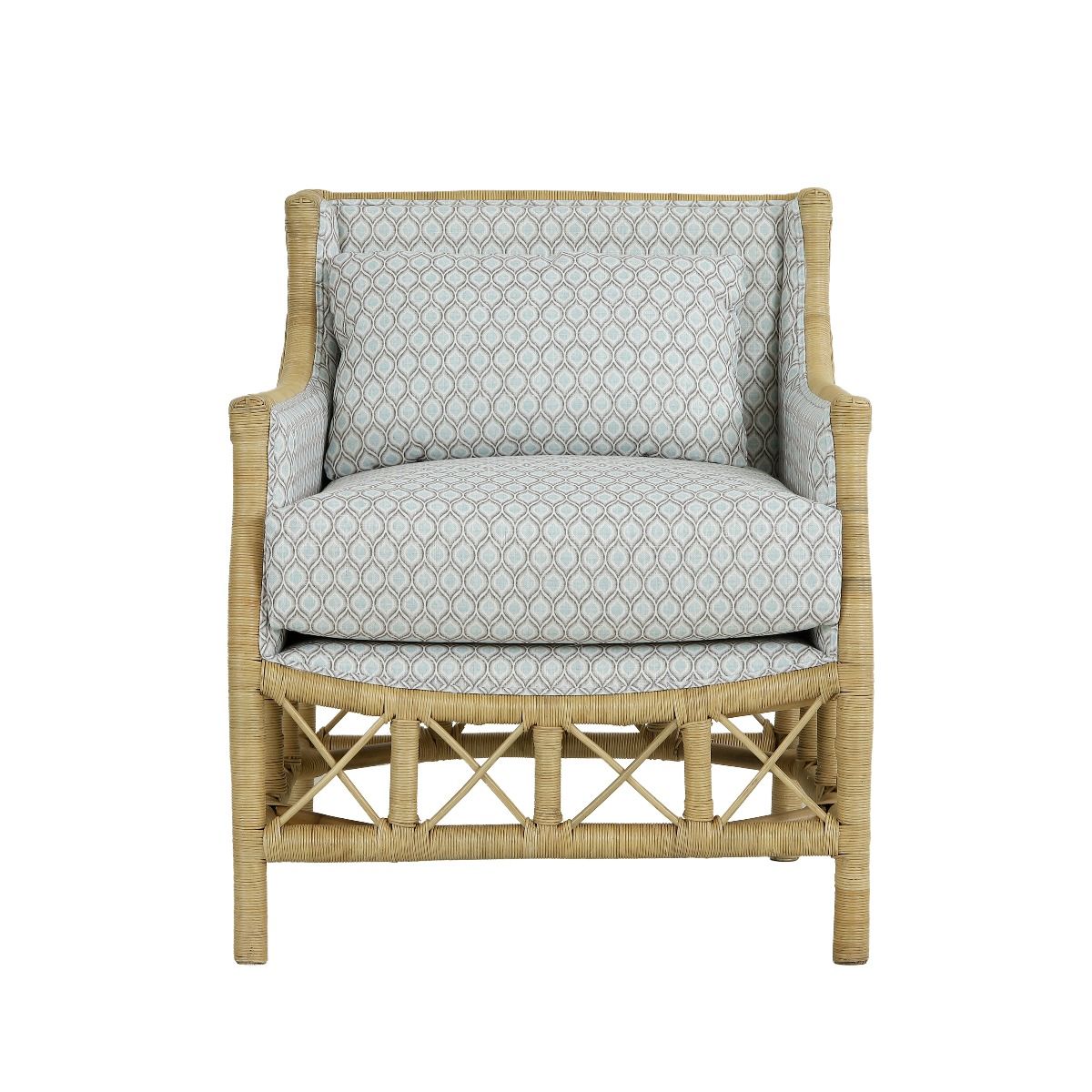 DELON ARMCHAIR CHAIR RATTAN FRAME & WEAVE NATURAL/WHITE UPHOLSTERY