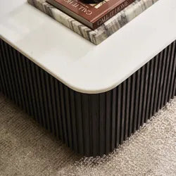 VERWOOD BRUSHED BLACK OAK WOOD BASE/SIVEC WHITE MARBLE TOP COFFEE TABLE