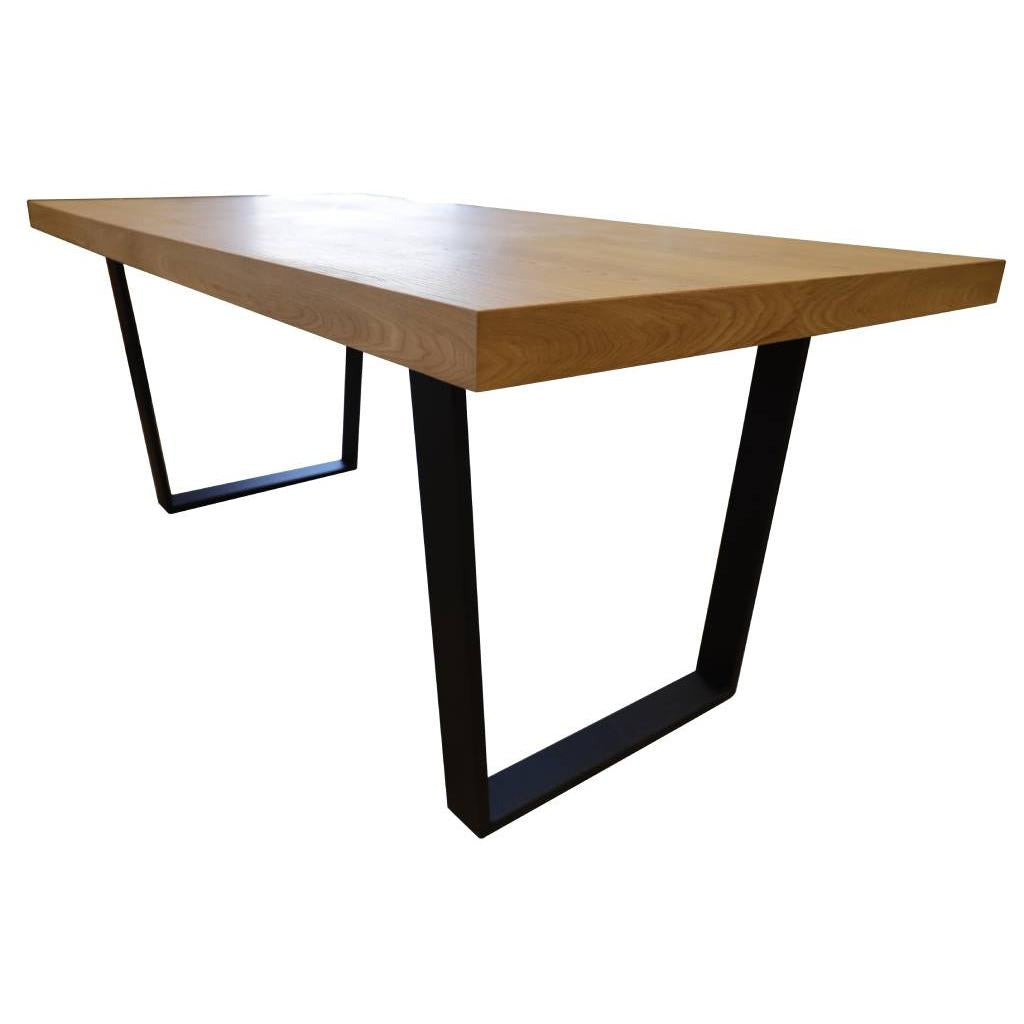 MAYZI ELM VENEER LARGE DINING TABLE NATURAL/BLACK LEGS - MyChocolateWood