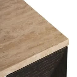 HAMPSHIRE TRAVERTINE/SMOKED OAK 4-DOOR BUFFET/SIDEBOARD -