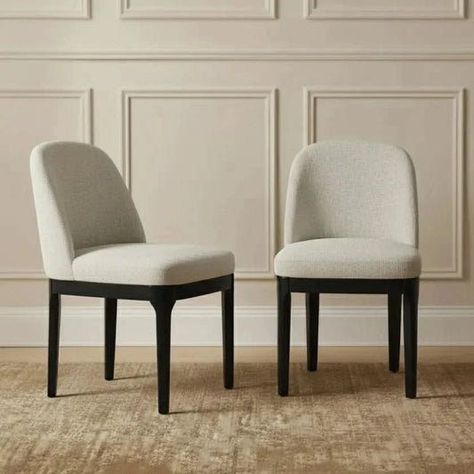 SET OF 2 DURAM LINEN DINING CHAIRS BLACK/OATMEAL