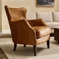 ANSEL LIGHT BROWN ARMCHAIR TOP GRAIN COW LEATHER