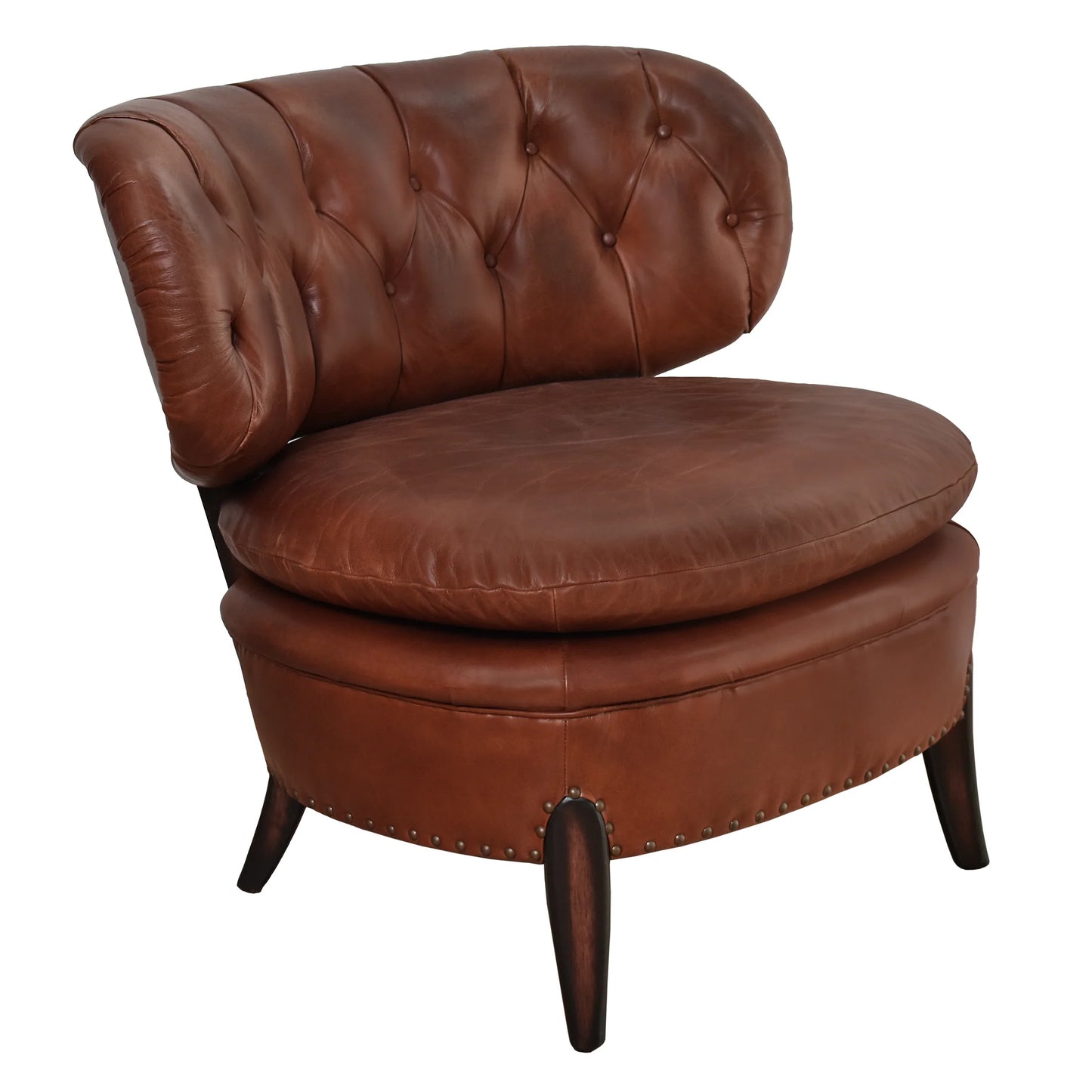 MIGUEL AGED LEATHER LOUNGE CHAIR