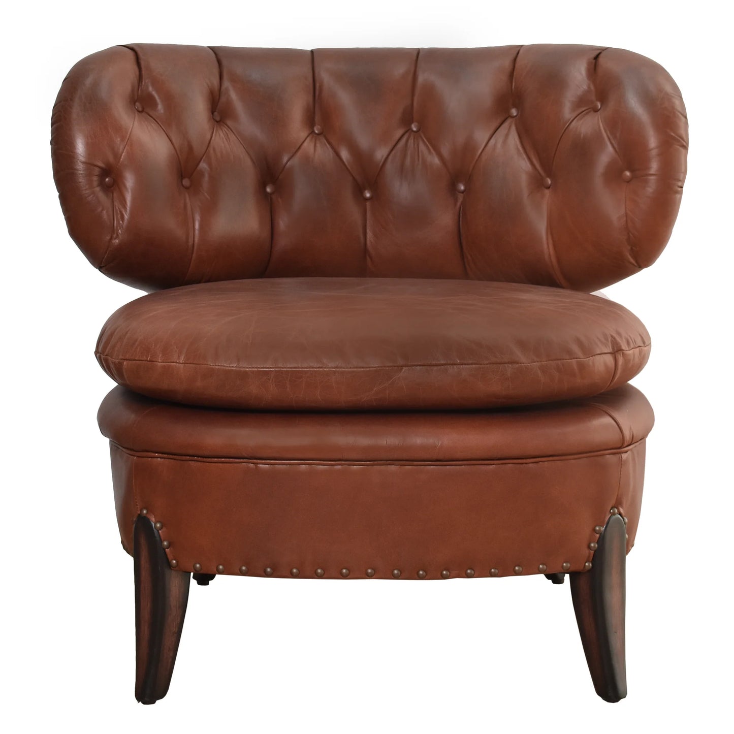 MIGUEL AGED LEATHER LOUNGE CHAIR