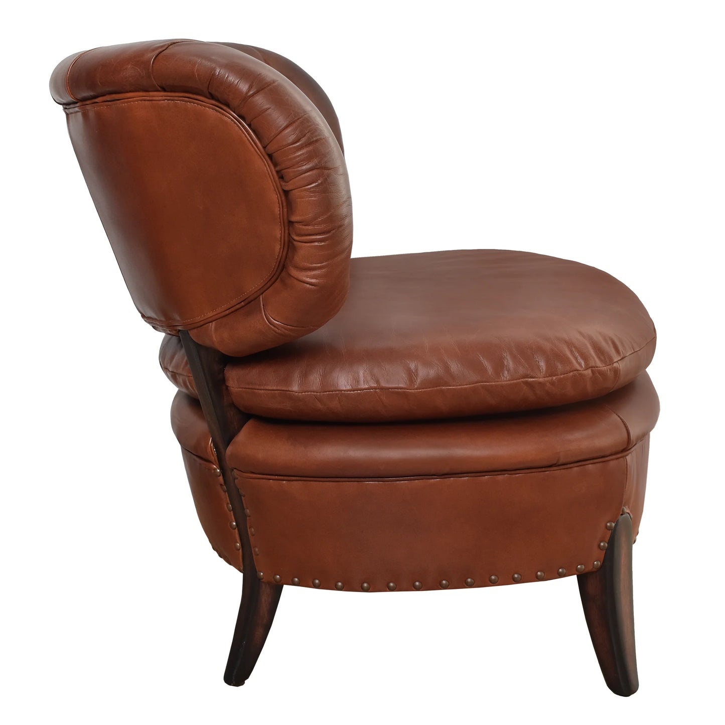 MIGUEL AGED LEATHER LOUNGE CHAIR